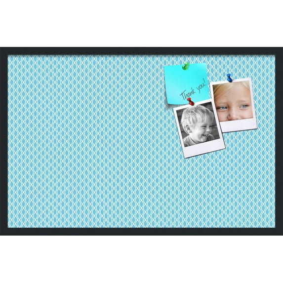 PinPix 34x22 Custom Cork Bulletin Board Sky Blue Waves Poster Board Has a Fabric Style Canvas Finish, Framed in Sky Blue Waves, by ArtToFrames (PinPix-245)