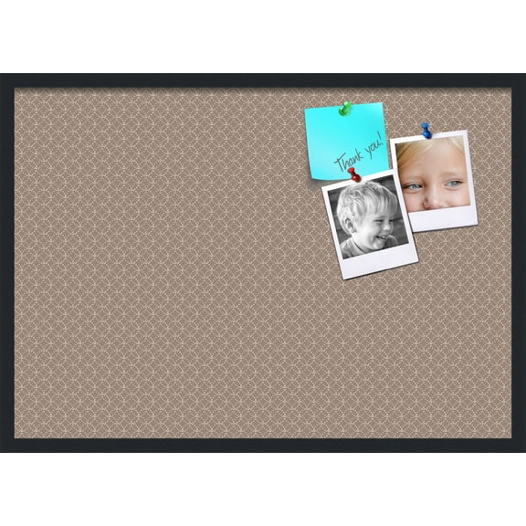 PinPix 34x24 Custom Cork Bulletin Board Brown Circles Poster Board Has a Fabric Style Canvas Finish, Framed in Brown Circles, by ArtToFrames (PinPix-492)