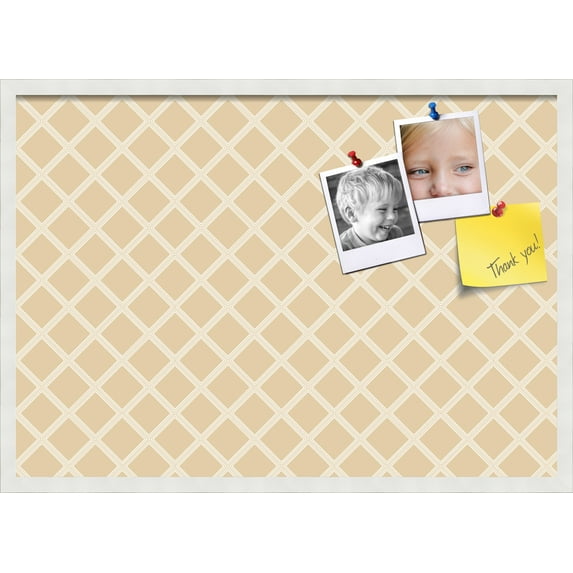 PinPix 34x24 Custom Cork Bulletin Board Diamond Modern Pattern Beige Poster Board Has a Fabric Style Canvas Finish, Framed in Diamond Modern Pattern Beige, by ArtToFrames (PinPix-1800)