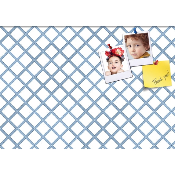 PinPix 34x24 Custom Cork Bulletin Board Diamond Modern Pattern Navy White Poster Board Has a Fabric Style Canvas Finish, Framed in Diamond Modern Pattern Navy White, by ArtToFrames (PinPix-1805)