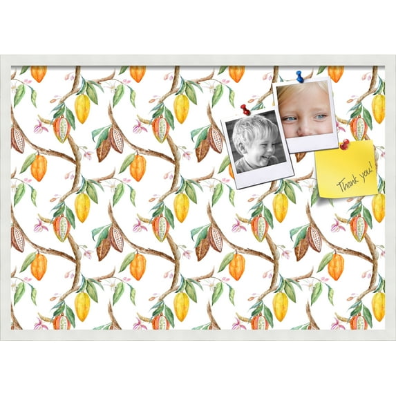 PinPix 34x24 Custom Cork Bulletin Board Fruit on Vine White Poster Board Has a Fabric Style Canvas Finish, Framed in Fruit on Vine White, by ArtToFrames (PinPix-1895)