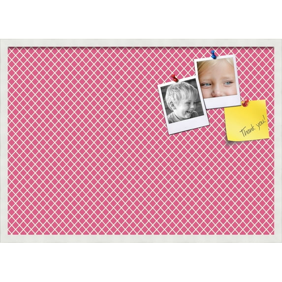 PinPix 34x24 Custom Cork Bulletin Board Hot Pink Diamond Poster Board Has a Fabric Style Canvas Finish, Framed in Hot Pink Diamond, by ArtToFrames (PinPix-302)
