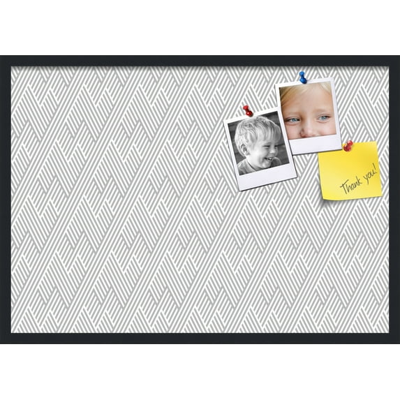 PinPix 34x24 Custom Cork Bulletin Board Modeco Zig Zag Grey Poster Board Has a Fabric Style Canvas Finish, Framed in Modeco Zig Zag Grey, by ArtToFrames (PinPix-1508)
