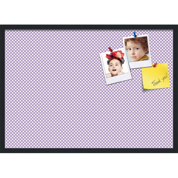 PinPix 34x24 Custom Cork Bulletin Board Purple Polka Dot Poster Board Has a Fabric Style Canvas Finish, Framed in Purple Polka Dot, by ArtToFrames (PinPix-504)
