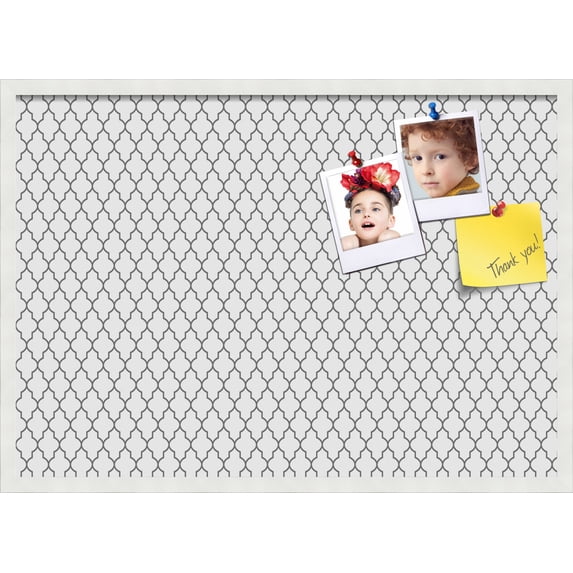 PinPix 34x24 Custom Cork Bulletin Board Quarterfoil Beige Poster Board Has a Fabric Style Canvas Finish, Framed in Quarterfoil Beige, by ArtToFrames (PinPix-584)