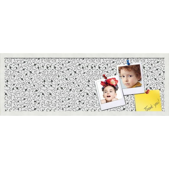 PinPix 36x12 Custom Cork Bulletin Board Bk Seemless Flower Poster Board Has a Fabric Style Canvas Finish, Framed in Bk Seemless Flower, by ArtToFrames (PinPix-122)