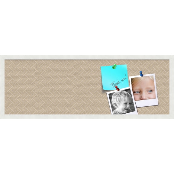 PinPix 36x12 Custom Cork Bulletin Board Lattice Beige Poster Board Has a Fabric Style Canvas Finish, Framed in Lattice Beige, by ArtToFrames (PinPix-1820)