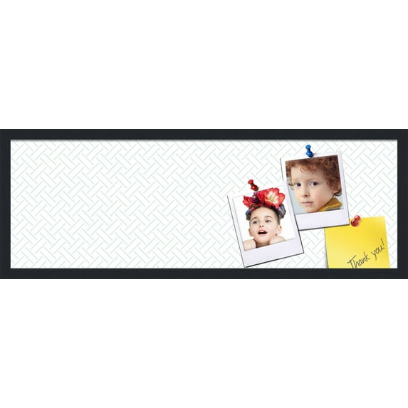 PinPix 36x12 Custom Cork Bulletin Board Lattice White Lt Blue Poster Board Has a Fabric Style Canvas Finish, Framed in Lattice White Lt Blue, by ArtToFrames (PinPix-1825)