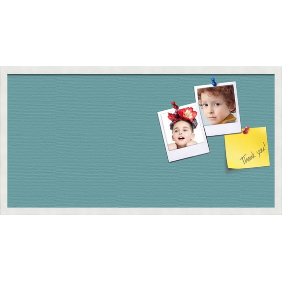PinPix 36x18 Custom Cork Bulletin Board Aqua Pastel Poster Board Has a Fabric Style Canvas Finish, Framed in Aqua Pastel, by ArtToFrames (PinPix-1806)