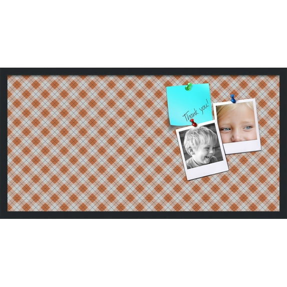 PinPix 36x18 Custom Cork Bulletin Board Argyle Burnt Orange Poster Board Has a Fabric Style Canvas Finish, Framed in Argyle Burnt Orange, by ArtToFrames (PinPix-634)