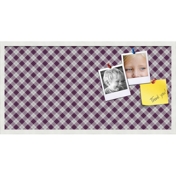 PinPix 36x18 Custom Cork Bulletin Board Argyle Dark Purple Poster Board Has a Fabric Style Canvas Finish, Framed in Argyle Dark Purple, by ArtToFrames (PinPix-632)