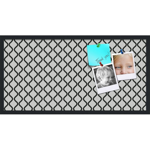 PinPix 36x18 Custom Cork Bulletin Board Black And White Waves Poster Board Has a Fabric Style Canvas Finish, Framed in Black And White Waves, by ArtToFrames (PinPix-194)