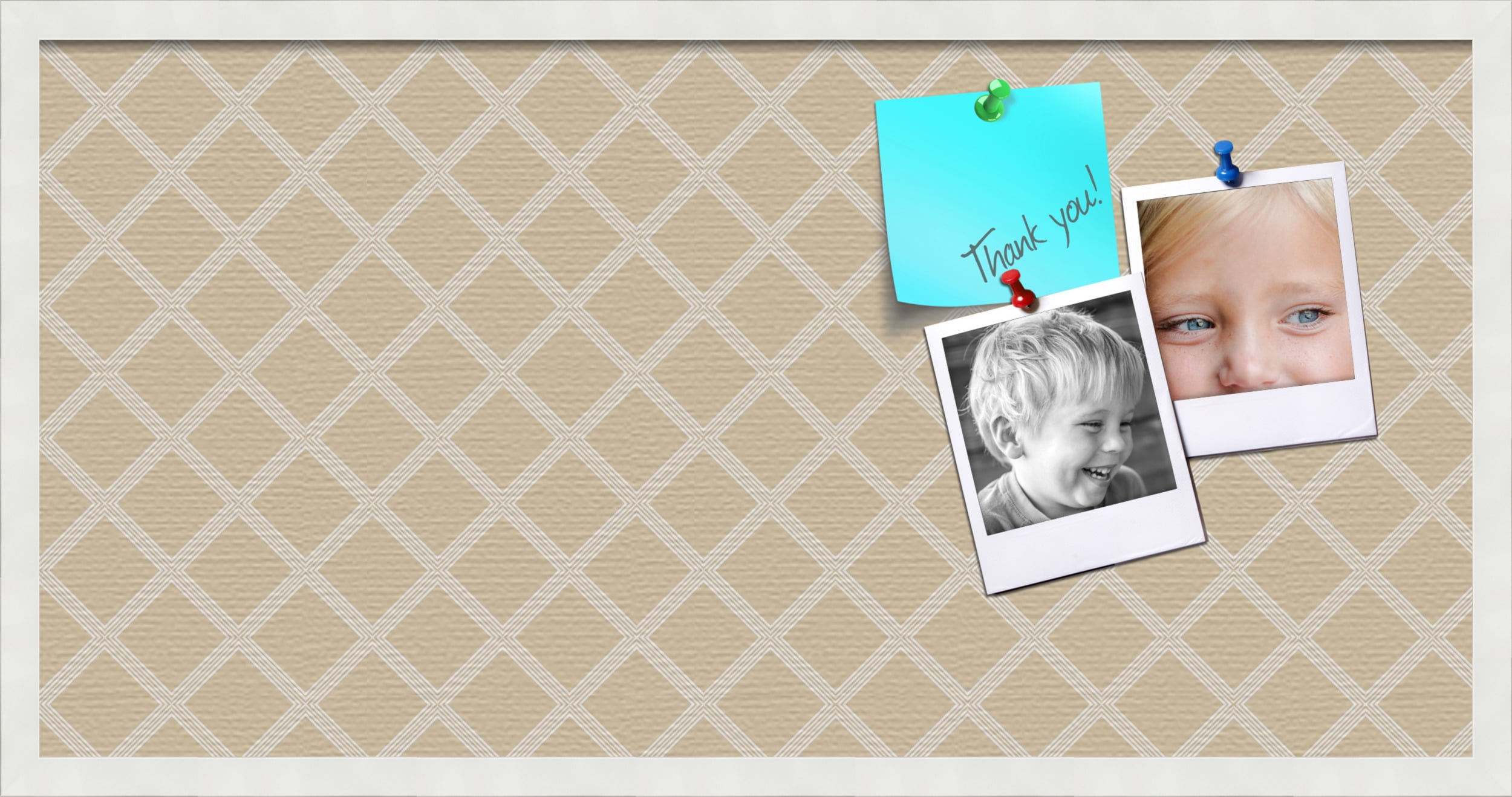 Pinpix Tela Bulletin Board In Legno, Diamond Modern Pattern Grey, 45,7x30,5 Cm, Con Tecnologia Auto-Riparante