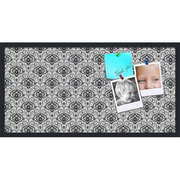 PinPix 36x18 Custom Cork Bulletin Board Grand Floral Motif Poster Board Has a Fabric Style Canvas Finish, Framed in Grand Floral Motif, by ArtToFrames (PinPix-181)