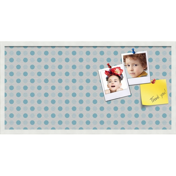 PinPix 36x18 Custom Cork Bulletin Board Light Blue Polka Dot Poster Board Has a Fabric Style Canvas Finish, Framed in Light Blue Polka Dot, by ArtToFrames (PinPix-344)