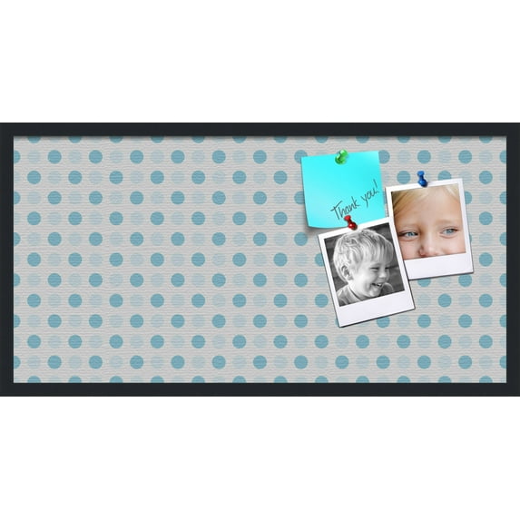 PinPix 36x18 Custom Cork Bulletin Board Light Blue Polka Dot Poster Board Has a Fabric Style Canvas Finish, Framed in Light Blue Polka Dot, by ArtToFrames (PinPix-344)