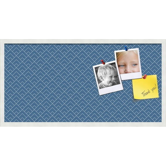 PinPix 36x18 Custom Cork Bulletin Board Peaks Modern Pattern Navy Poster Board Has a Fabric Style Canvas Finish, Framed in Peaks Modern Pattern Navy, by ArtToFrames (PinPix-1796)