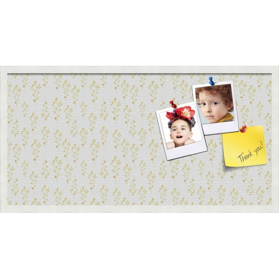 PinPix 36x18 Custom Cork Bulletin Board Vintage Botanical Gold Poster Board Has a Fabric Style Canvas Finish, Framed in Vintage Botanical Gold, by ArtToFrames (PinPix-1593)