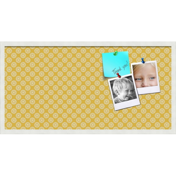 PinPix 36x18 Custom Cork Bulletin Board Yellow Flowers Poster Board Has a Fabric Style Canvas Finish, Framed in Yellow Flowers, by ArtToFrames (PinPix-268)