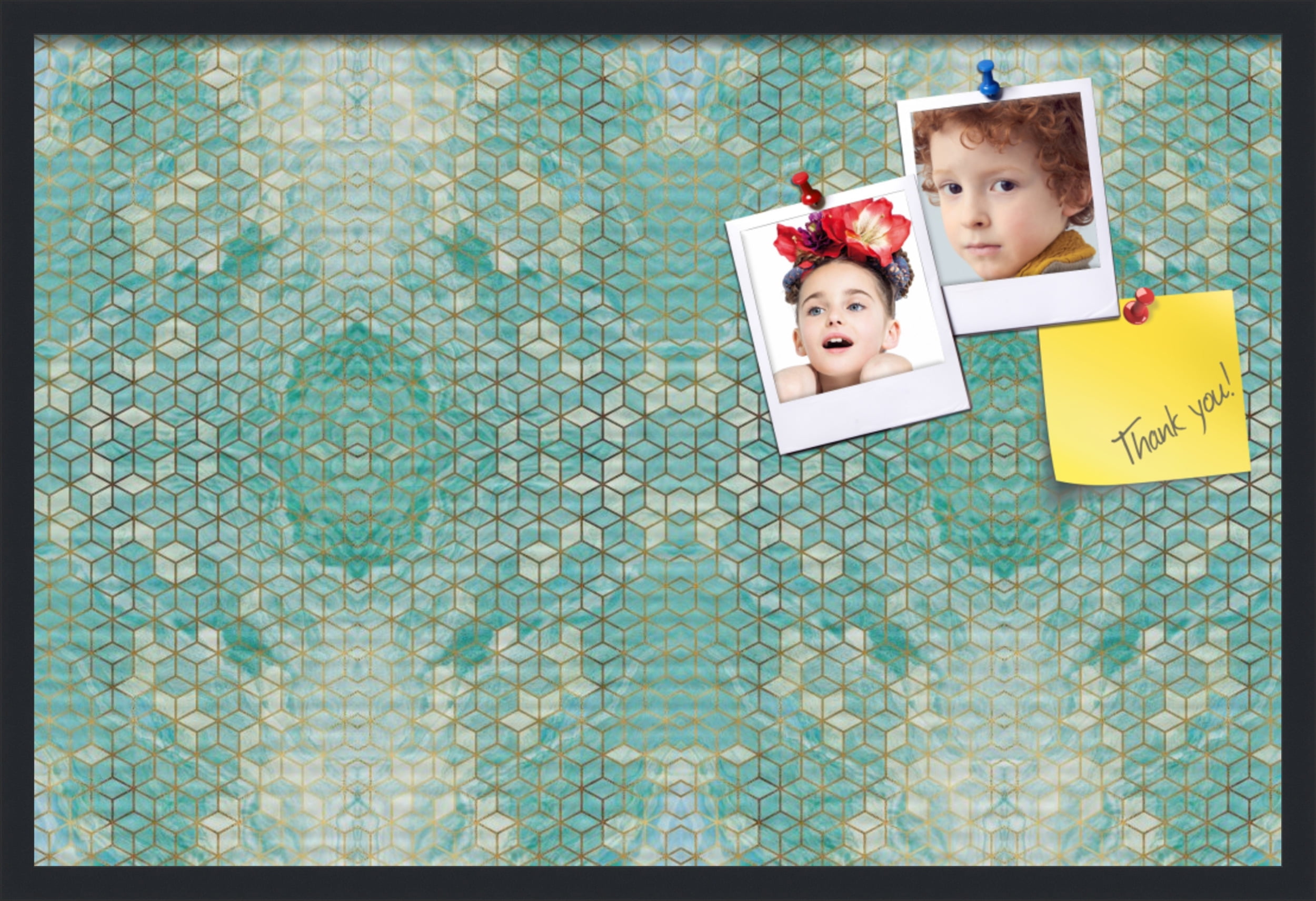 PinPix 36x24 Custom Cork Bulletin Board Aqua Poster Board Has a Fabric Style Canvas Finish, Framed in Aqua, by ArtToFrames (PinPix-1881)