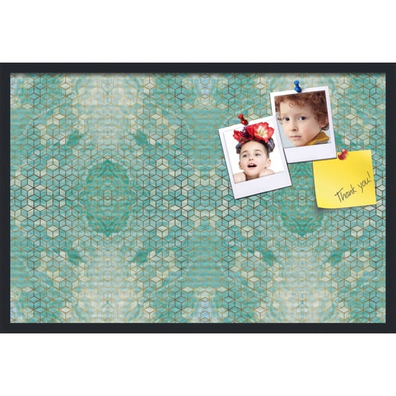 PinPix 36x24 Custom Cork Bulletin Board Aqua Poster Board Has a Fabric Style Canvas Finish, Framed in Aqua, by ArtToFrames (PinPix-1881)