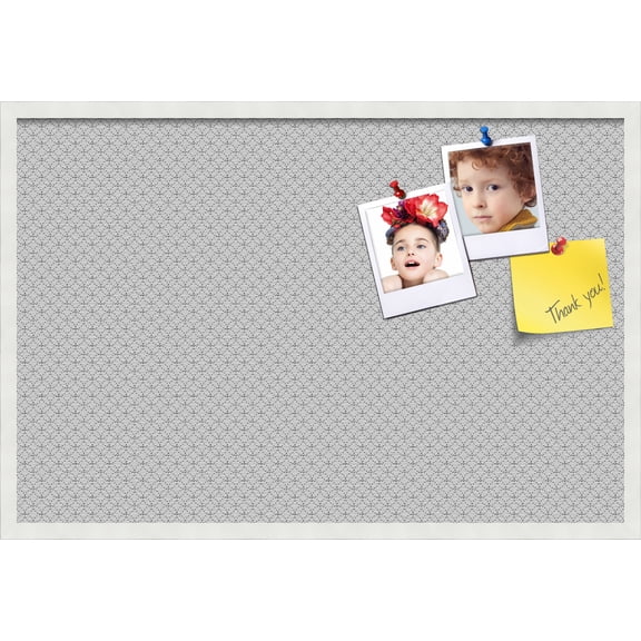 PinPix 36x24 Custom Cork Bulletin Board B W Circles Poster Board Has a Fabric Style Canvas Finish, Framed in B W Circles, by ArtToFrames (PinPix-117)