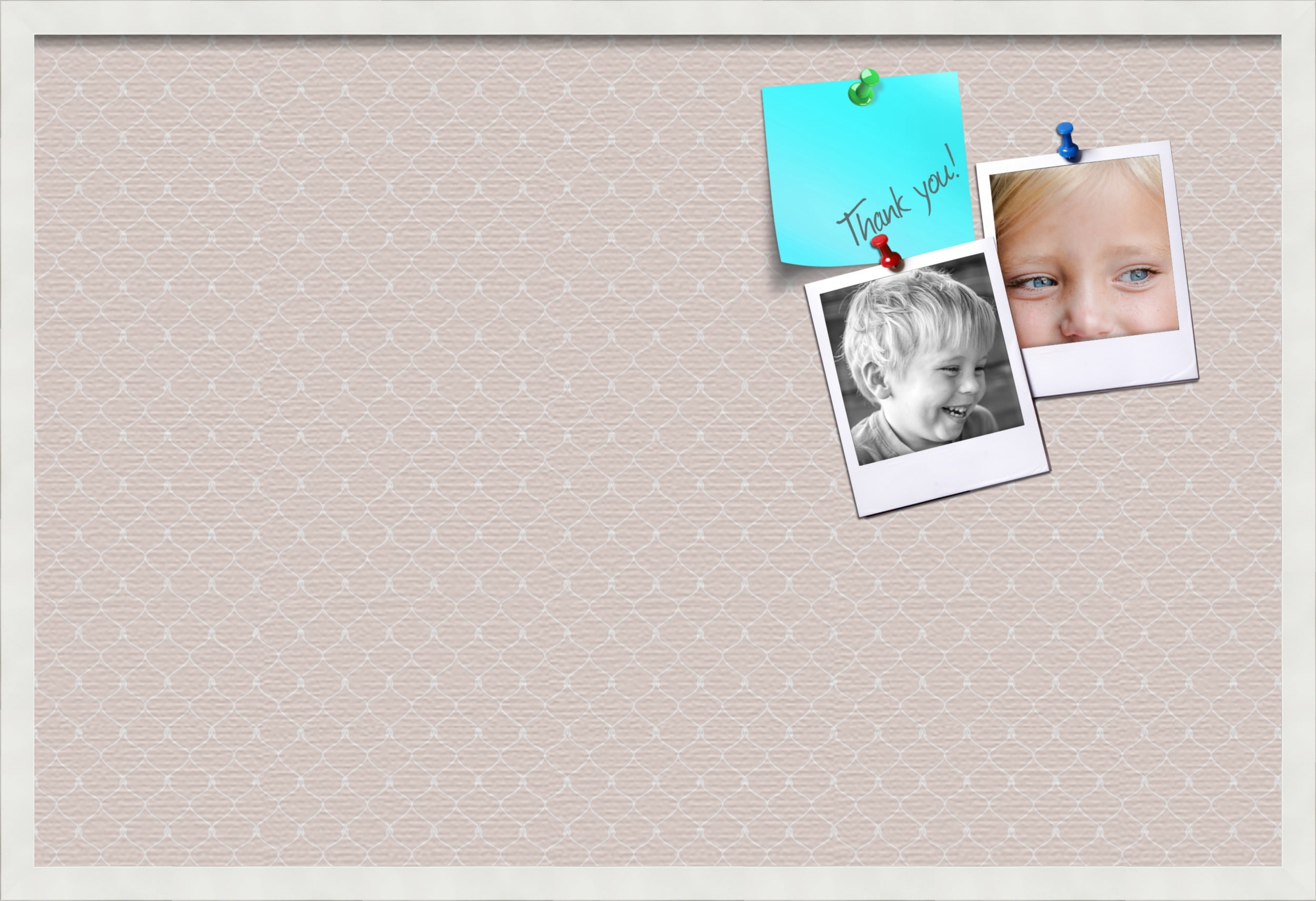 PinPix 36x24 Custom Cork Bulletin Board Baby Pink Chain Poster Board Has a Fabric Style Canvas Finish, Framed in Baby Pink Chain, by ArtToFrames (PinPix-575)