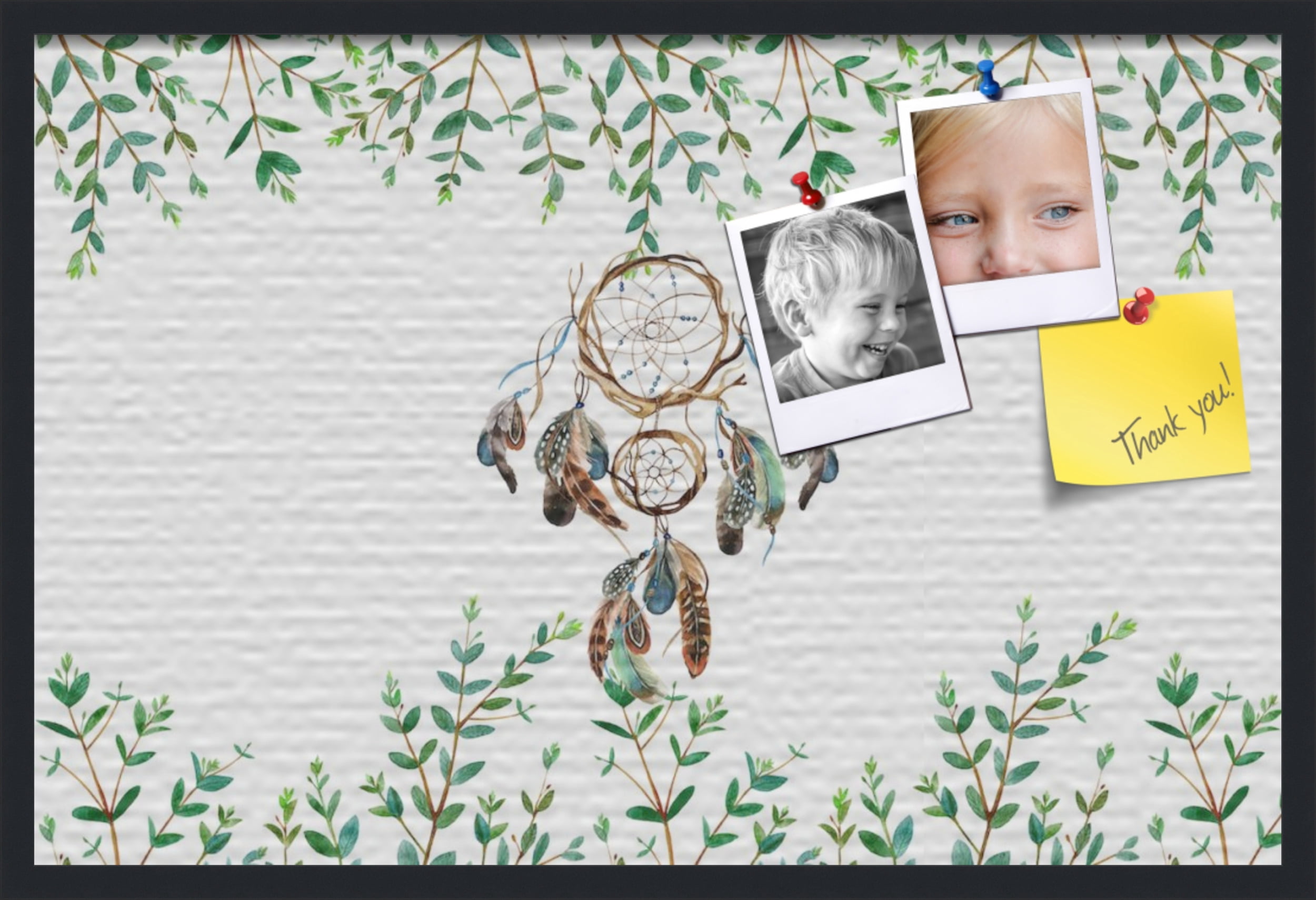 PinPix 36x24 Custom Cork Bulletin Board Dreamcatcher Poster Board Has a Fabric Style Canvas Finish, Framed in Dreamcatcher, by ArtToFrames (PinPix-1493)