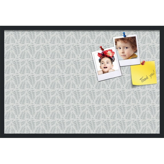 PinPix 36x24 Custom Cork Bulletin Board Fern Lt Grey Poster Board Has a Fabric Style Canvas Finish, Framed in Fern Lt Grey, by ArtToFrames (PinPix-1584)