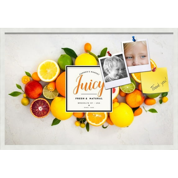 PinPix 36x24 Custom Cork Bulletin Board Fruit Poster Board Has a Fabric Style Canvas Finish, Framed in Fruit, by ArtToFrames (PinPix-1362)