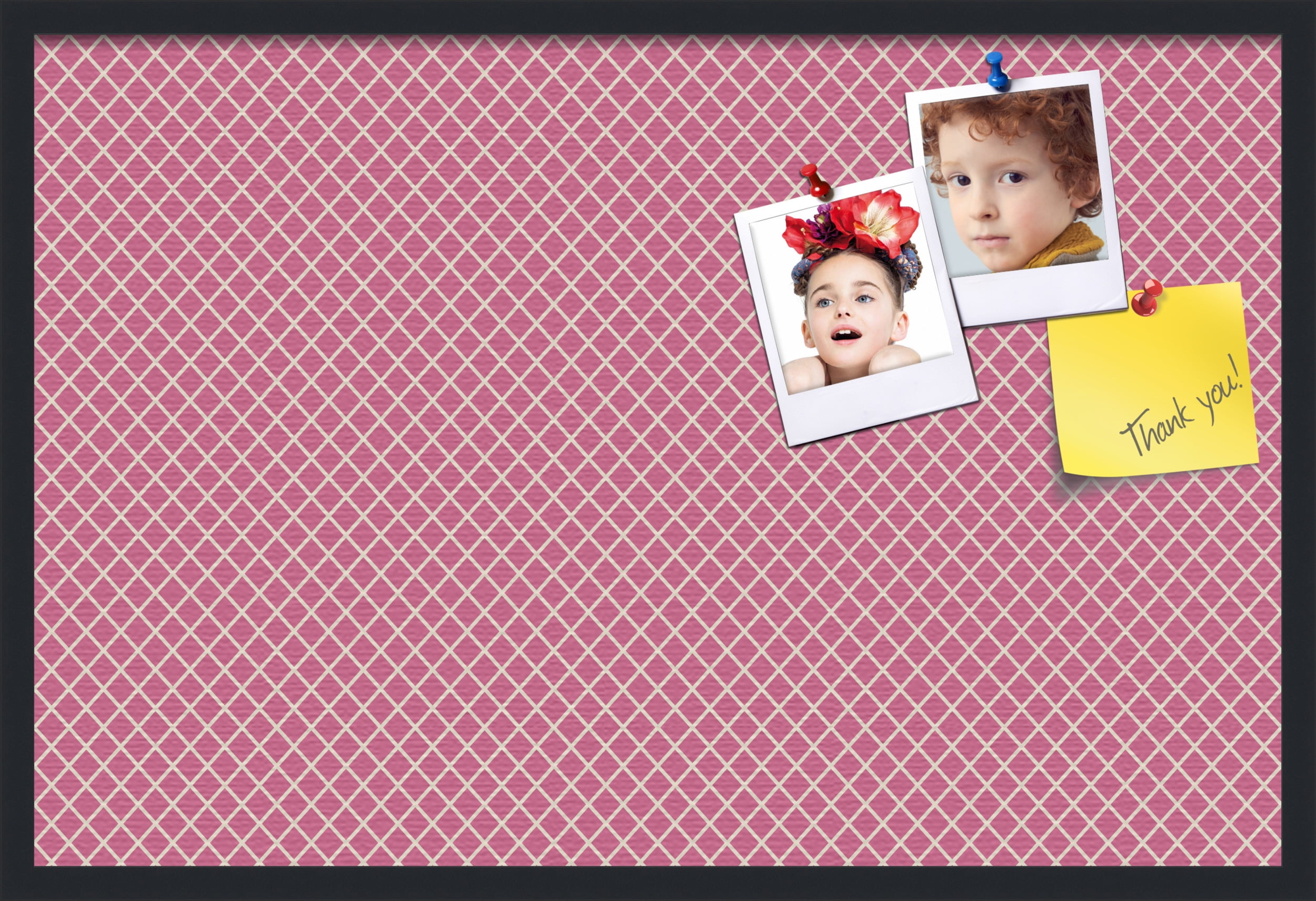 Pinpix Tela Bulletin Board In Legno, Diamond Modern Pattern Grey, 45,7x30,5 Cm, Con Tecnologia Auto-Riparante