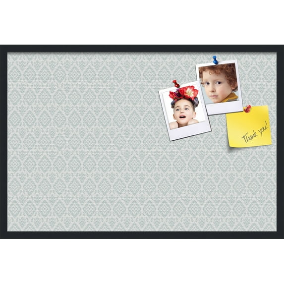 PinPix 36x24 Custom Cork Bulletin Board Ikat Vintage Lt Green Poster Board Has a Fabric Style Canvas Finish, Framed in Ikat Vintage Lt Green, by ArtToFrames (PinPix-1597)