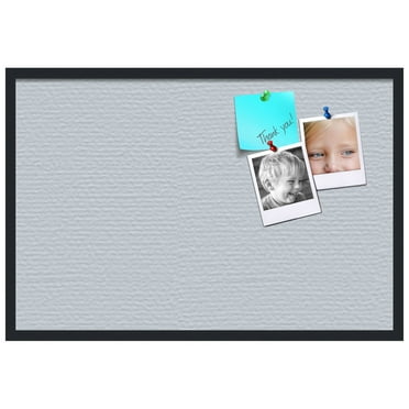 PinPix 36x24 Custom Cork Bulletin Board Lux Stripes Lt Blue Poster Board Has a Fabric Style Canvas Finish, Framed in Black, by ArtToFrames (PinPix-1674)