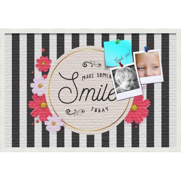 PinPix 36x24 Custom Cork Bulletin Board Make Someone Smile Poster Board Has a Fabric Style Canvas Finish, Framed in Make Someone Smile, by ArtToFrames (PinPix-1487)