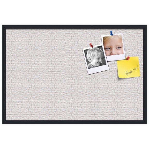 PinPix 36x24 Custom Cork Bulletin Board Modeco Hex Grapefruit Poster Board Has a Fabric Style Canvas Finish, Framed in Black, by ArtToFrames (PinPix-1636)