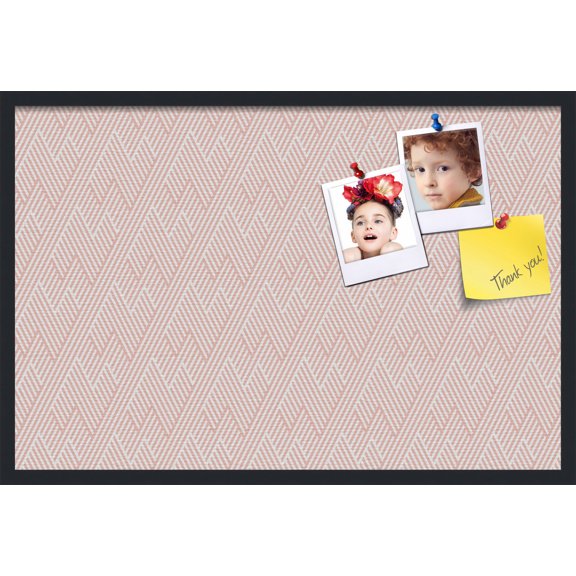 PinPix 36x24 Custom Cork Bulletin Board Modeco Zig Zag Grapefruit Poster Board Has a Fabric Style Canvas Finish, Framed in Modeco Zig Zag Grapefruit, by ArtToFrames (PinPix-1629)