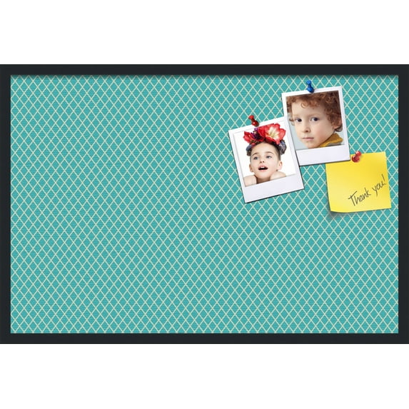 PinPix 36x24 Custom Cork Bulletin Board Neon Blue Diamond Poster Board Has a Fabric Style Canvas Finish, Framed in Neon Blue Diamond, by ArtToFrames (PinPix-350)