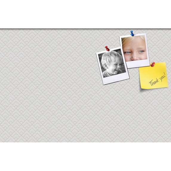 PinPix 36x24 Custom Cork Bulletin Board Peaks Modern Pattern White Beige Poster Board Has a Fabric Style Canvas Finish, Framed in Peaks Modern Pattern White Beige, by ArtToFrames (PinPix-1793)