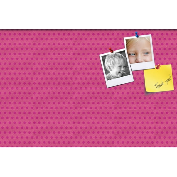 PinPix 36x24 Custom Cork Bulletin Board Pink Polka Dot Poster Board Has a Fabric Style Canvas Finish, Framed in Pink Polka Dot, by ArtToFrames (PinPix-450)