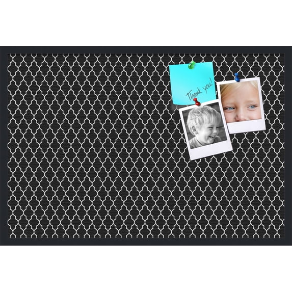 PinPix 36x24 Custom Cork Bulletin Board Quatrefoil Black Poster Board Has a Fabric Style Canvas Finish, Framed in Quatrefoil Black, by ArtToFrames (PinPix-116)
