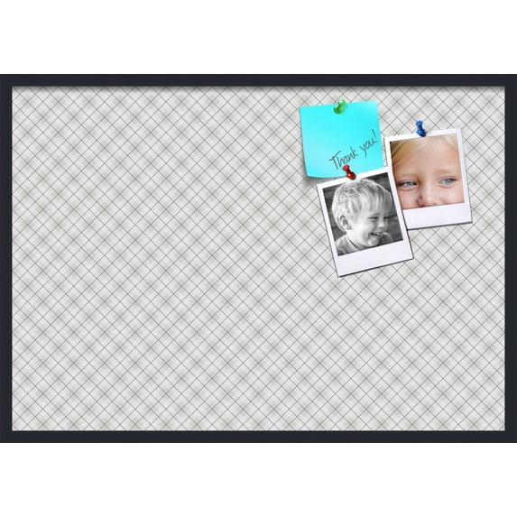 PinPix 40x28 Custom Cork Bulletin Board Argyle Gray Poster Board Has a Fabric Style Canvas Finish, Framed in Argyle Gray, by ArtToFrames (PinPix-638)