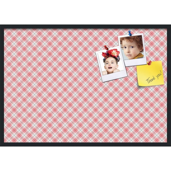 PinPix 40x28 Custom Cork Bulletin Board Argyle Light Pink Poster Board Has a Fabric Style Canvas Finish, Framed in Argyle Light Pink, by ArtToFrames (PinPix-649)
