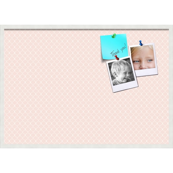 PinPix 40x28 Custom Cork Bulletin Board Baby Pink Chain Poster Board Has a Fabric Style Canvas Finish, Framed in Baby Pink Chain, by ArtToFrames (PinPix-575)