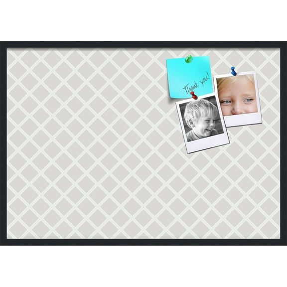 PinPix 40x28 Custom Cork Bulletin Board Diamond Modern Pattern Grey Poster Board Has a Fabric Style Canvas Finish, Framed in Diamond Modern Pattern Grey, by ArtToFrames (PinPix-1802)