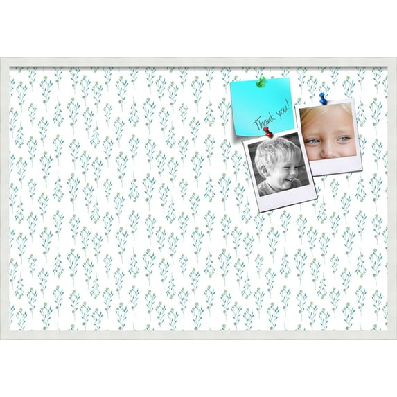 PinPix 40x28 Custom Cork Bulletin Board Vintage Botanical Turquoise Poster Board Has a Fabric Style Canvas Finish, Framed in Vintage Botanical Turquoise, by ArtToFrames (PinPix-1594)