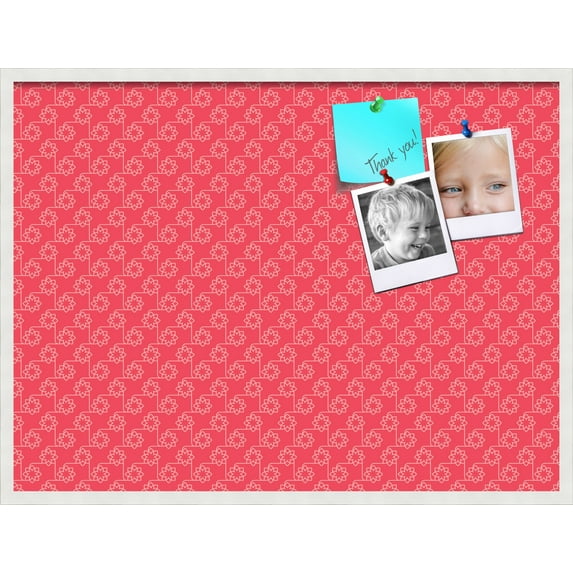 PinPix 40x30 Custom Cork Bulletin Board Floral Dark Pink Poster Board Has a Fabric Style Canvas Finish, Framed in Floral Dark Pink, by ArtToFrames (PinPix-600)