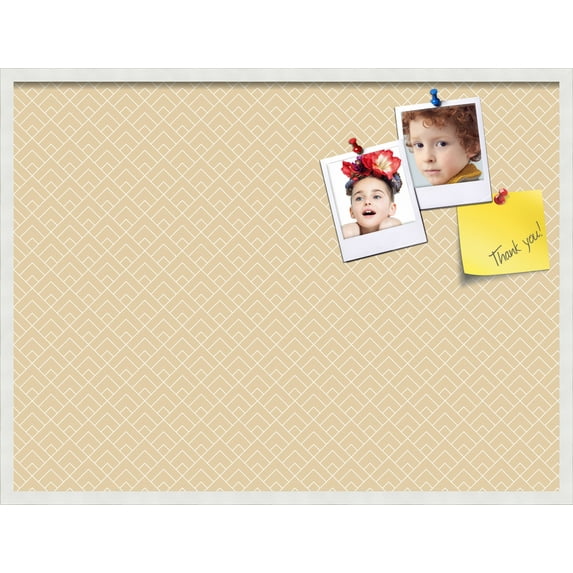 PinPix 40x30 Custom Cork Bulletin Board Peaks Modern Pattern Beige Poster Board Has a Fabric Style Canvas Finish, Framed in Peaks Modern Pattern Beige, by ArtToFrames (PinPix-1792)