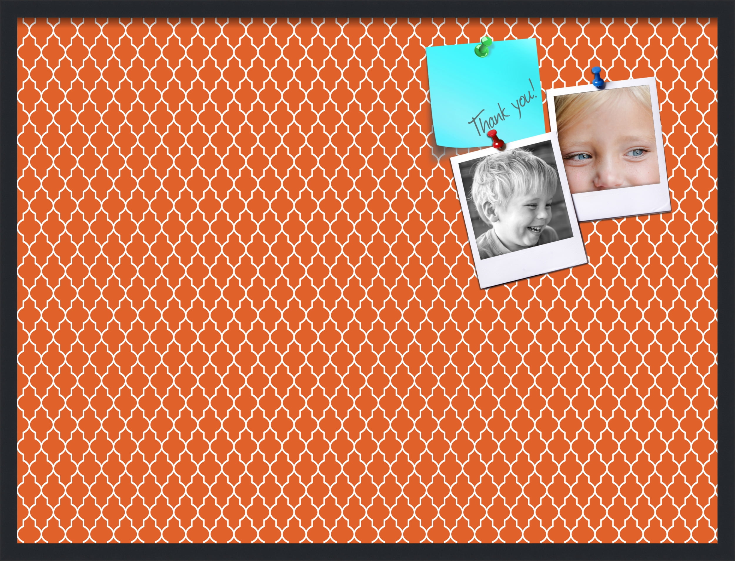PinPix 40x30 Custom Cork Bulletin Board Quarterfoil Orange Poster Board Has a Fabric Style Canvas Finish, Framed in Quarterfoil Orange, by ArtToFrames (PinPix-328)