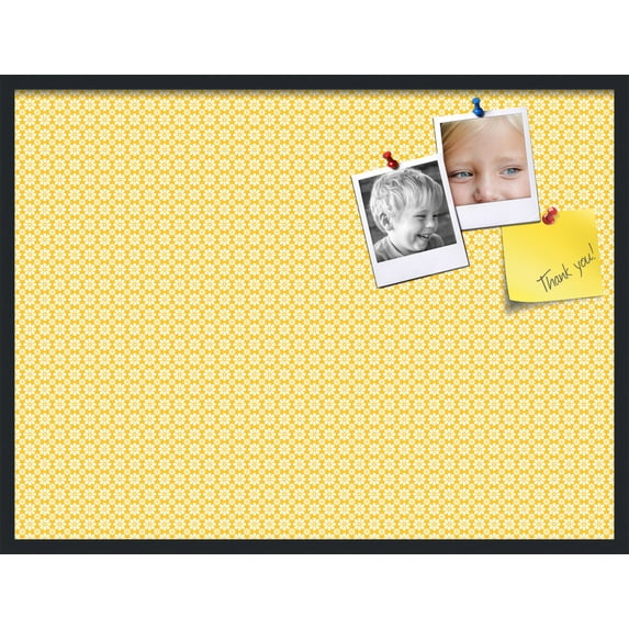PinPix 40x30 Custom Cork Bulletin Board Vintage Yellow Flower Poster Board Has a Fabric Style Canvas Finish, Framed in Vintage Yellow Flower, by ArtToFrames (PinPix-269)