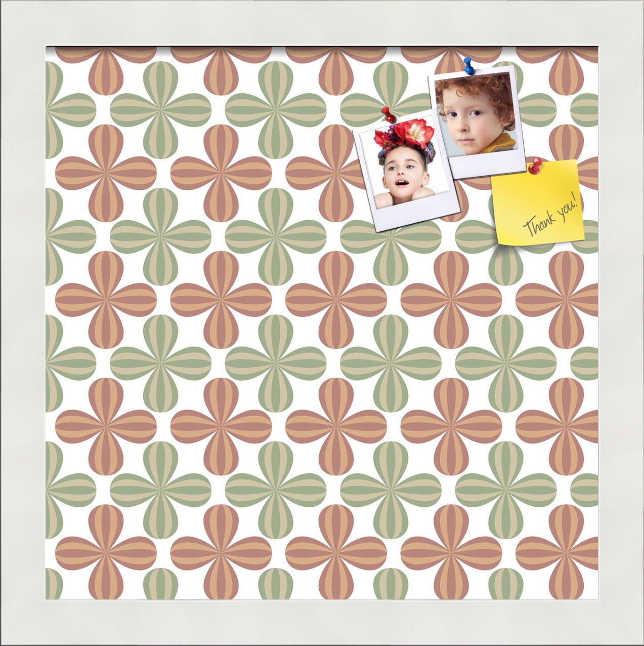 PinPix ArtToFrames 10x10 Custom Cork Bulletin Board    Poster Board Has a Fabric Style Canvas Finish, Framed in Satin White Frame (PinPix-558)